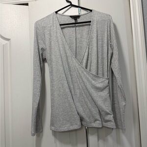 Banana Republic Heather Gray Wrap Top Sz M